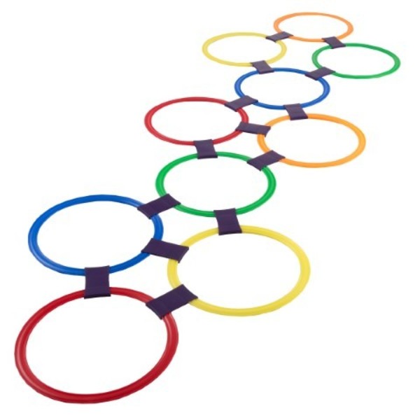 Toy Time Hopscotch Ring Game with 10 Colored Plastic Rings and 15 Connectors | Indoor/Outdoor |Girls and Boys 962380HGJ